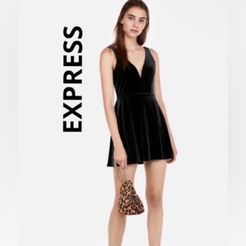 NWT Express Velvet Deep V Dress